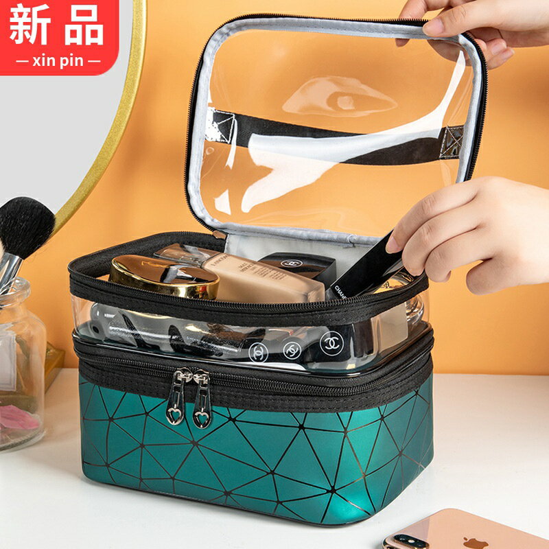 化妝包女大容量化妝箱手提簡約收納盒透明防水少女心護膚品收納袋