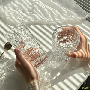 藤編玻璃杯ins風清新森系家用浮雕水杯 咖啡杯飲料杯創意喝水杯子