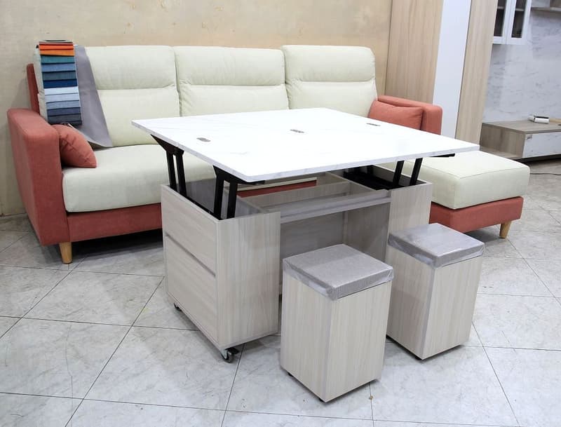 【歐風別館】喬德正方多功能升降茶几加輪腳【可當餐桌~氣壓棒緩降~變形金剛茶几~基隆至台中免運費】