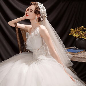 天使的嫁衣 如花綻放法式性感花朵抹胸新娘公主婚紗禮服16088