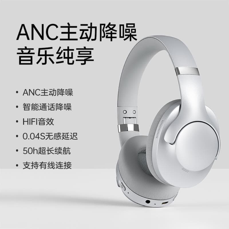 （爆款熱賣）（國際精品）【免運】ANC主動降噪頭戴式耳機新款無線高音質有線消噪遊戲電競復古
