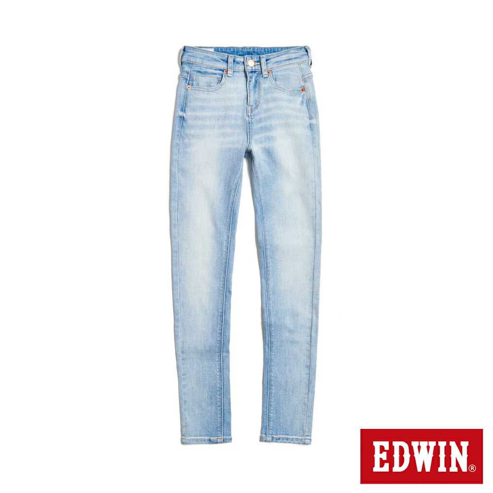 EDWIN RED LABEL 365 丹寧中腰窄管直筒褲-女款 重漂藍