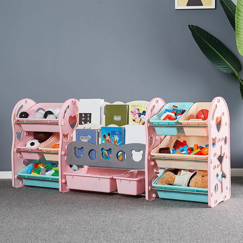 兒童玩具整理收納架寶寶書架繪本壹體架組合櫃置物架多層整理盒