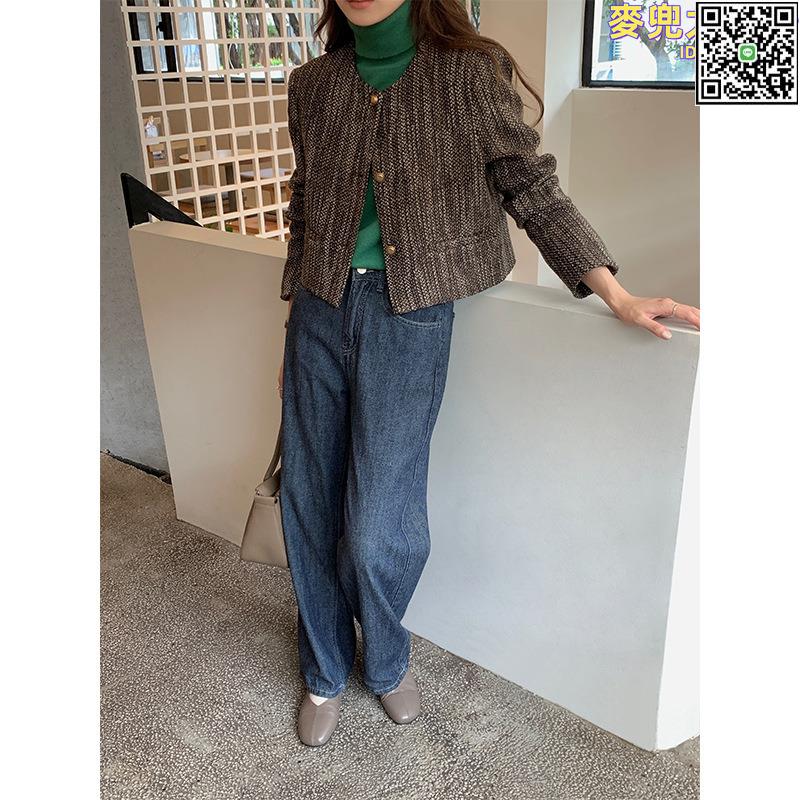 【全球優品滙】（不退換）非町 FEIDING秋冬新款圓領金屬扣韓版短款小香風外套