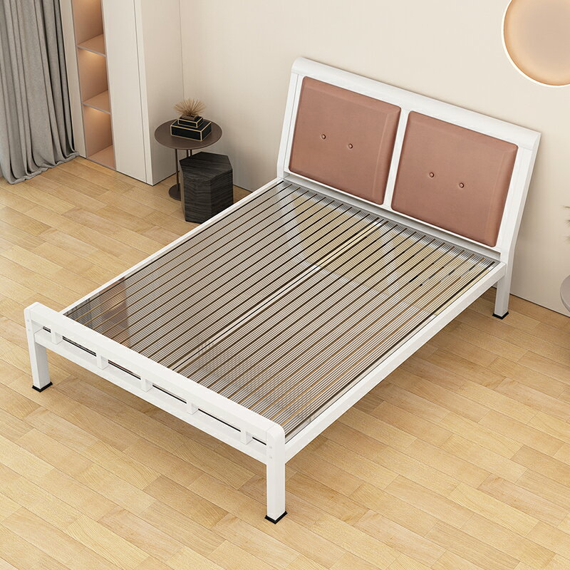 環保加厚不銹鋼床1.5m1.8米雙人床1.2米單人現代簡約鐵藝床鋼架床