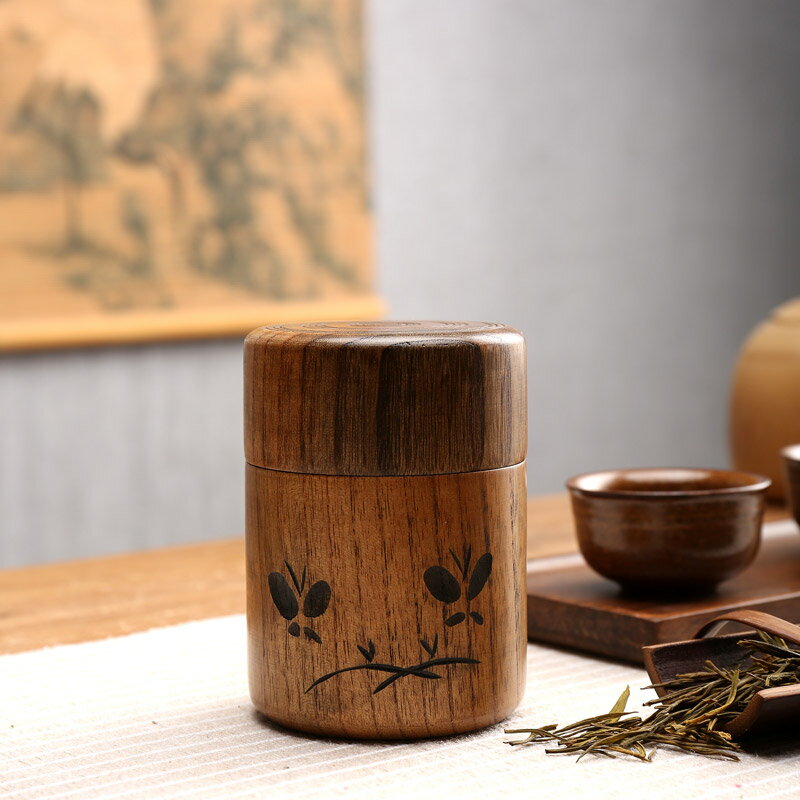 茶葉罐便攜創意個性時尚實木密封罐防潮小號茶罐隨身旅行小茶葉罐