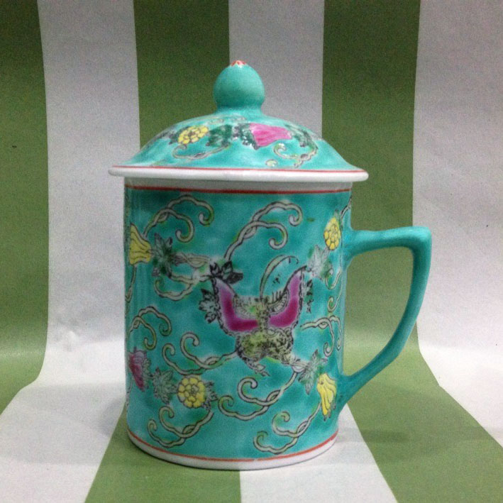 景德鎮陶瓷器80年代廠貨 特價綠瓜碟大矮茶杯 外銷瓷 居家收藏1入