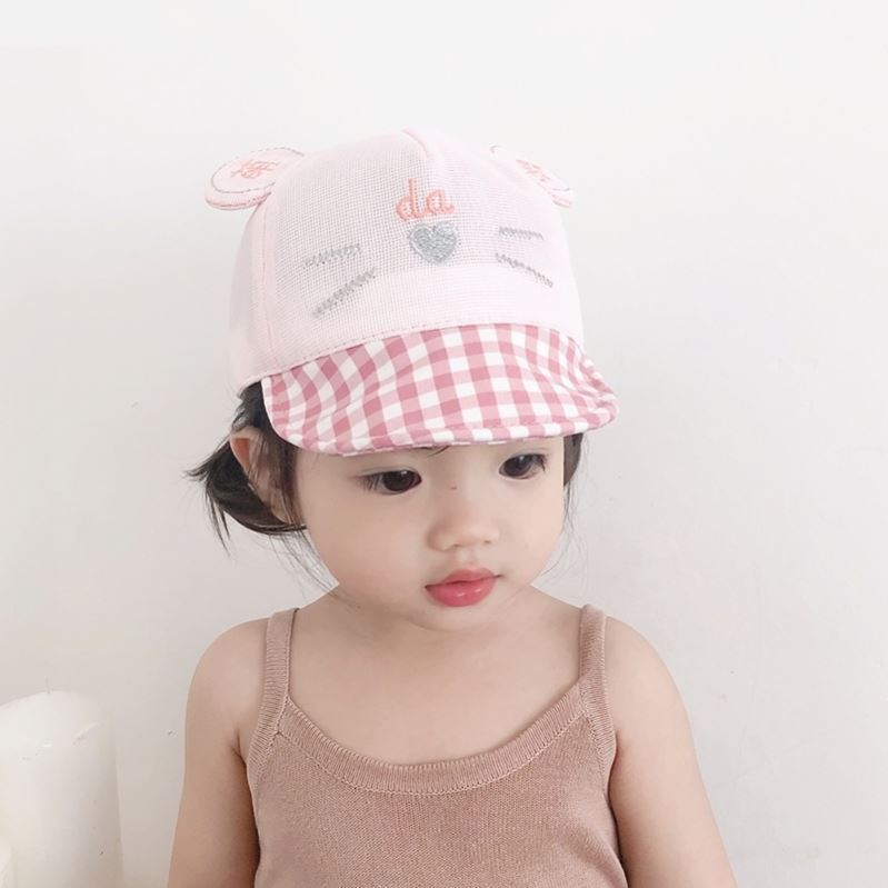 。嬰兒帽子夏季薄款女寶寶遮陽帽5-18個月鴨舌帽可愛超萌網格女童