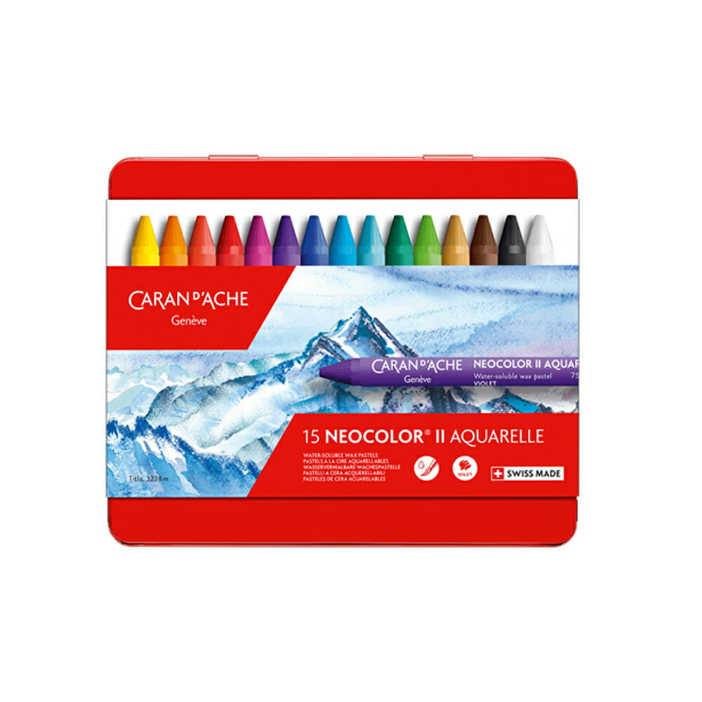 CARAN d'ACHE 瑞士卡達 NEOCOLOR II 專業級水溶性蠟筆 15色 /盒 7500.315
