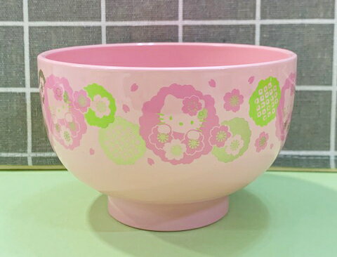 【震撼精品百貨】凱蒂貓 Hello Kitty 日本SANRIO三麗鷗 KITTY塑膠碗/美耐皿碗-和風粉(日本漆器)#78281 震撼日式精品百貨