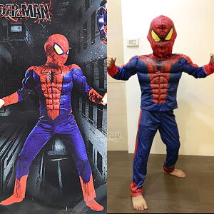 蜘蛛人 連身肌肉裝+面罩，萬聖節服裝 漫威英雄 復仇者聯盟 兒童服飾 變裝派對 角色扮演，X射線【W370009】