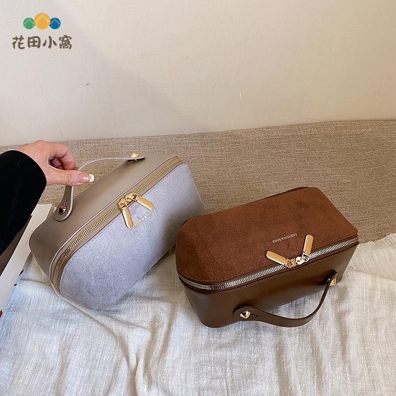 絨布化妝包 女大容量 2025新款手提便攜旅行 化妝包 耐臟洗漱收納包 袋[PP0513021]