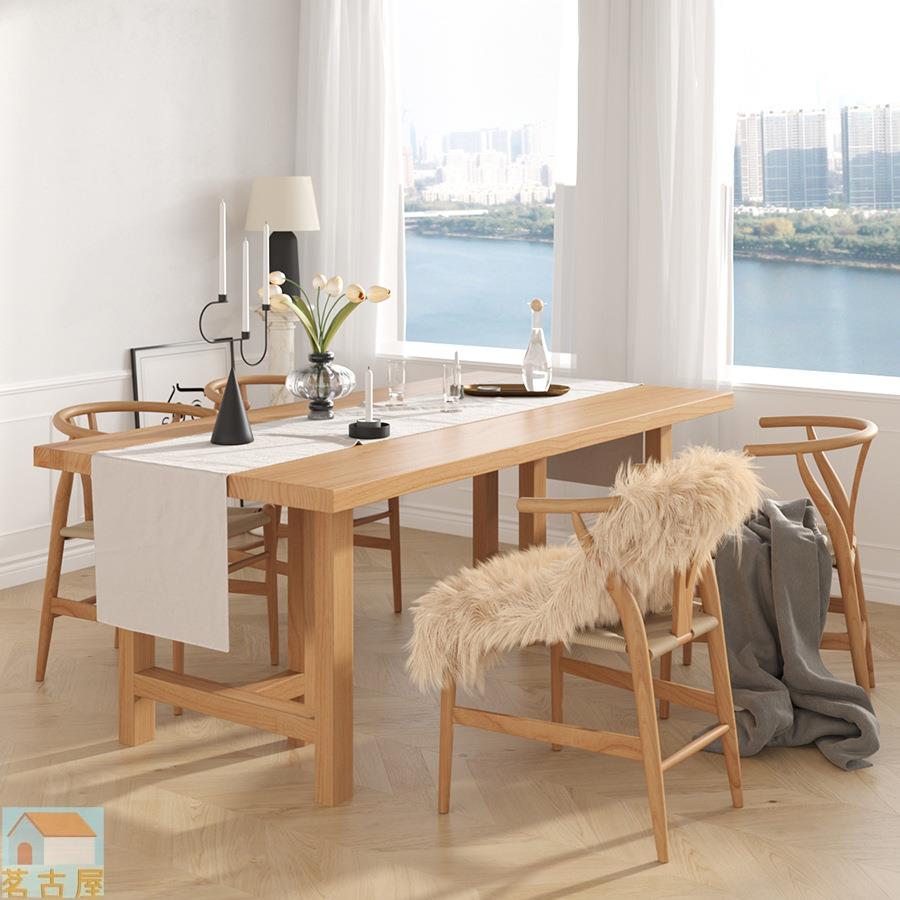 北歐原木風全實木餐桌椅組合餐廳餐桌家用現代簡約客廳長方形桌子