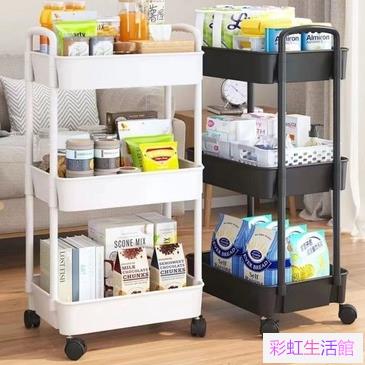 日式簡約風 移動小推車 置物架 廚房落地臥室浴室衛生間 多層嬰兒零食移動收納儲物架