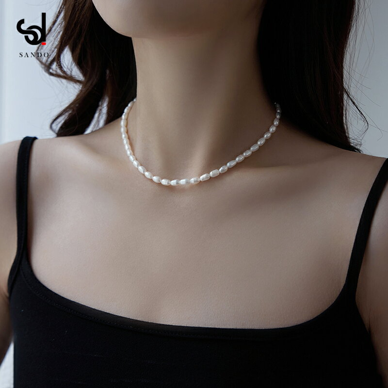 天然巴洛克珍珠項鏈女夏設計感小眾輕奢高級鎖骨鏈復古氣質頸鏈