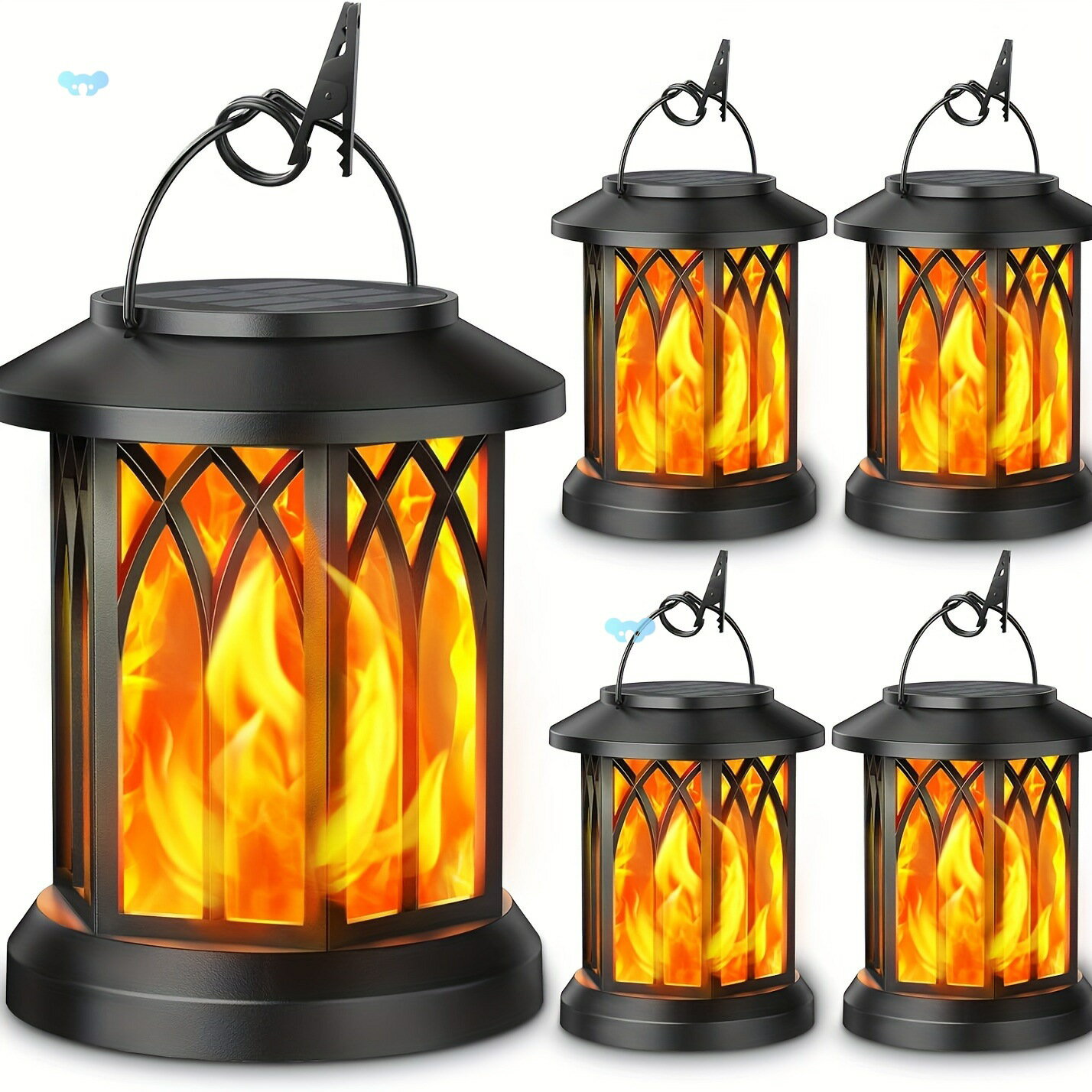 2/ 4 Pack Solar Lights Metal Flickering Flame Solar Lantern