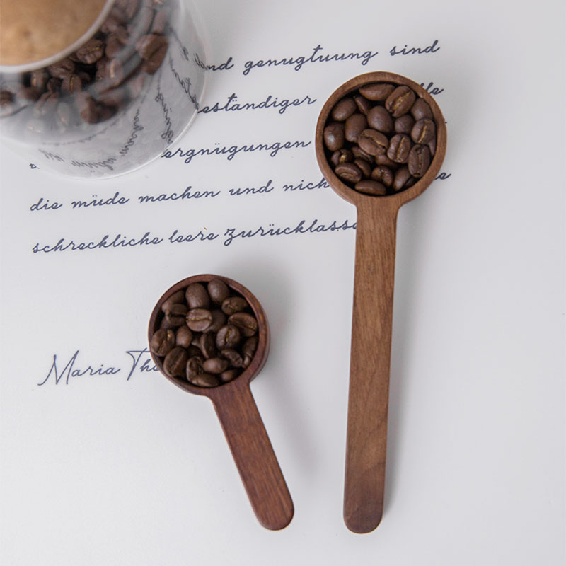 壹銘咖啡 黑胡桃木長短柄咖啡豆量勺實木工業復古風咖啡粉測量匙