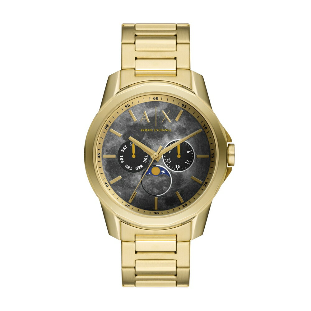 送禮首選★A│X Armani Exchange 迷幻星月三眼計時腕錶-金-AX1737-44mm    附提袋【全館滿額折價★APP下單跨店最高22%點數回饋】