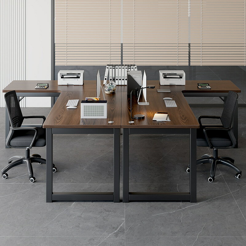 APP下單享點數9% 轉角辦公桌員工位極簡辦公室桌椅組合簡約現代雙人位對坐職員桌子