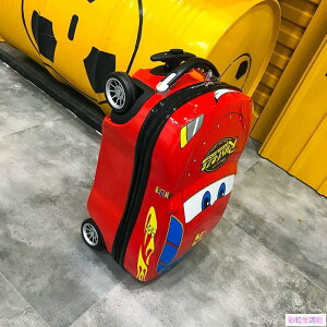 小汽車兒童卡通行李箱18寸旅行登機拖箱萬向輪兒童可坐騎3D拉桿箱