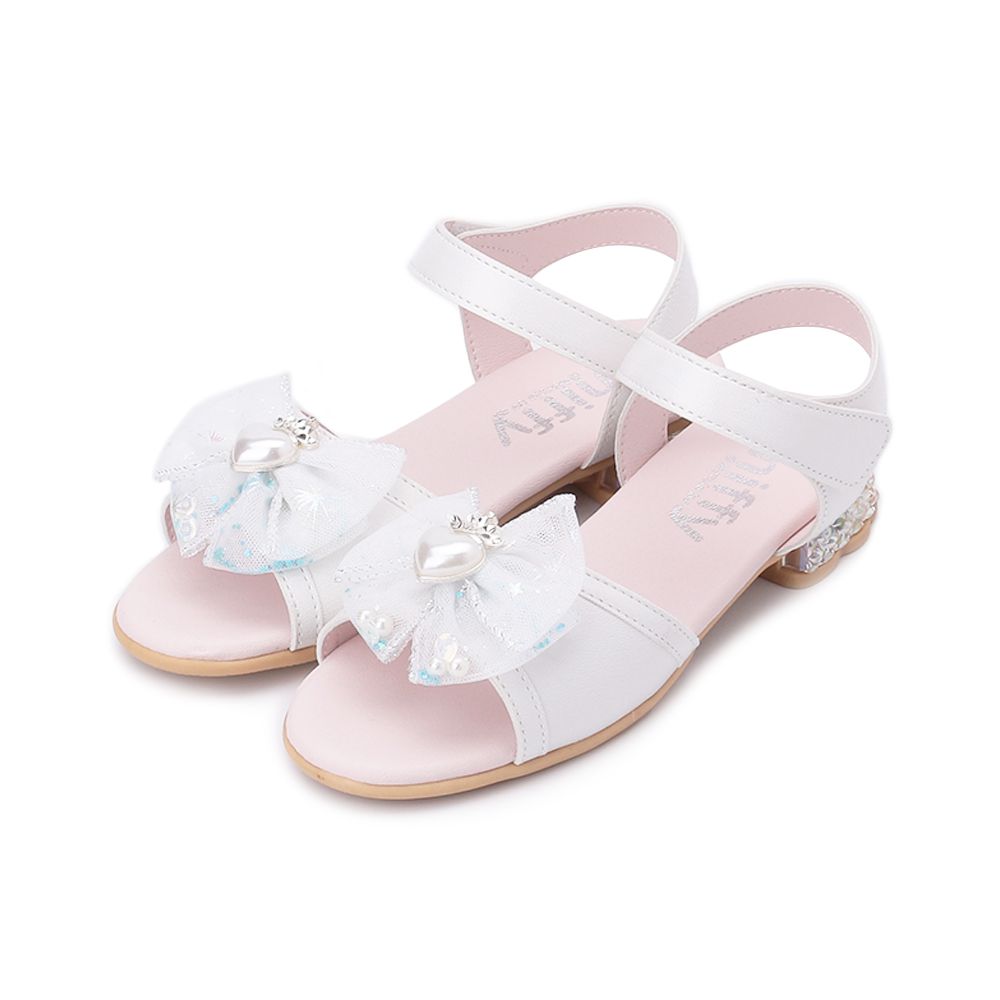 MIFFY 皇冠愛心蝴蝶結涼鞋 白 中大童鞋