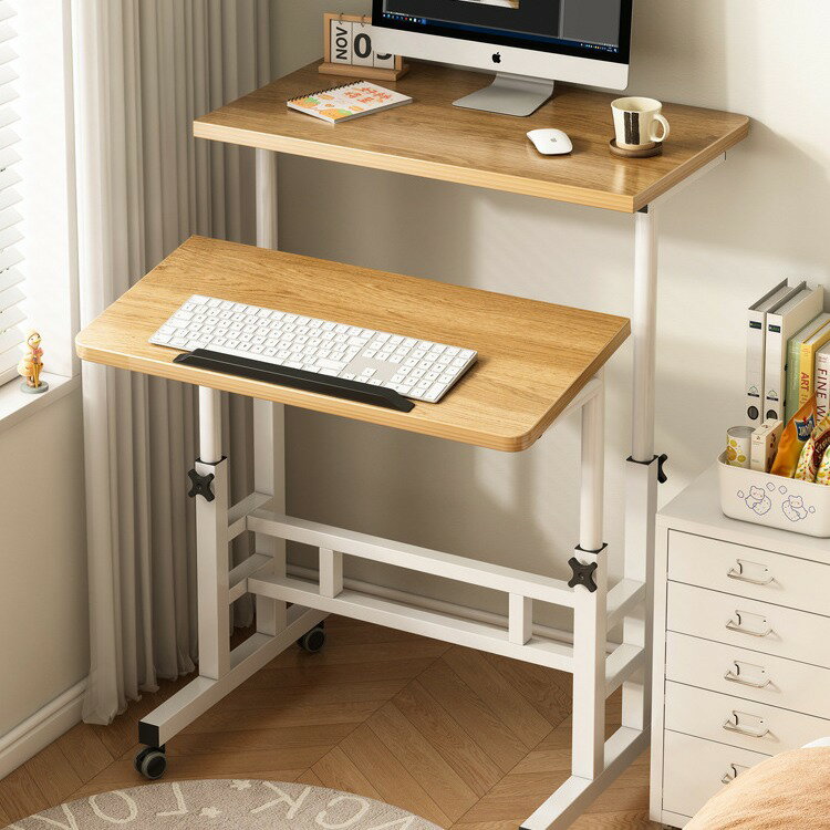 站立式電腦桌臺式小戶型家用書桌臥室移動床邊學習可升降辦公桌子
