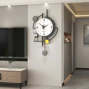 時尚北歐鐘表客廳現代簡約家用裝飾時鐘掛墻網紅創意餐廳掛鐘