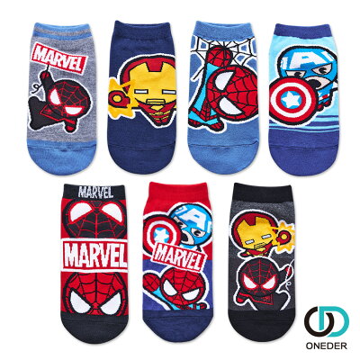 【ONEDER旺達】MARVEL 蜘蛛人直版襪 鋼鐵人直版襪 台灣製短襪 漫威短襪 ML-A579~ML-A585