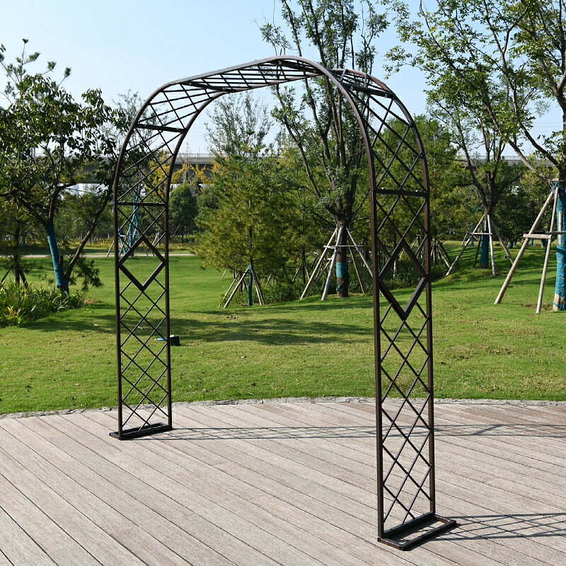 爬藤花架 攀爬架 花架 定製歐式鐵藝花園拱門花架爬藤架公園戶外鮮花月季庭院花門花支架『XY39361』 7