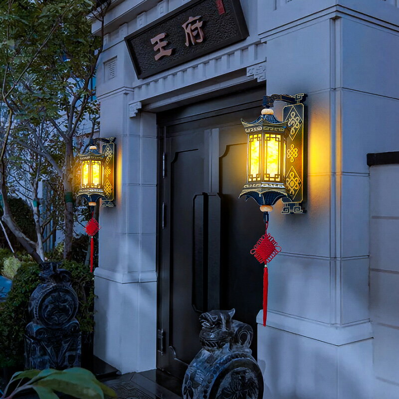 中式LED 壁燈門頭燈大門燈戶外防水防銹花園燈別墅燈太陽能庭院燈 4