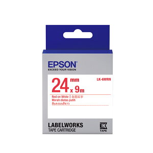EPSON 一般系列 LK-6WRN 白底紅字 24mm 標籤帶 S656402 適用 LW-600P/LW-K600/LW-700/LW-Z900/LW-900P/LW-1000P
