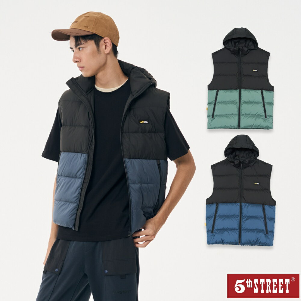 男 羽絨背心 灰藍色 (5A5005) 【5th STREET】【APP下單享4%回饋】