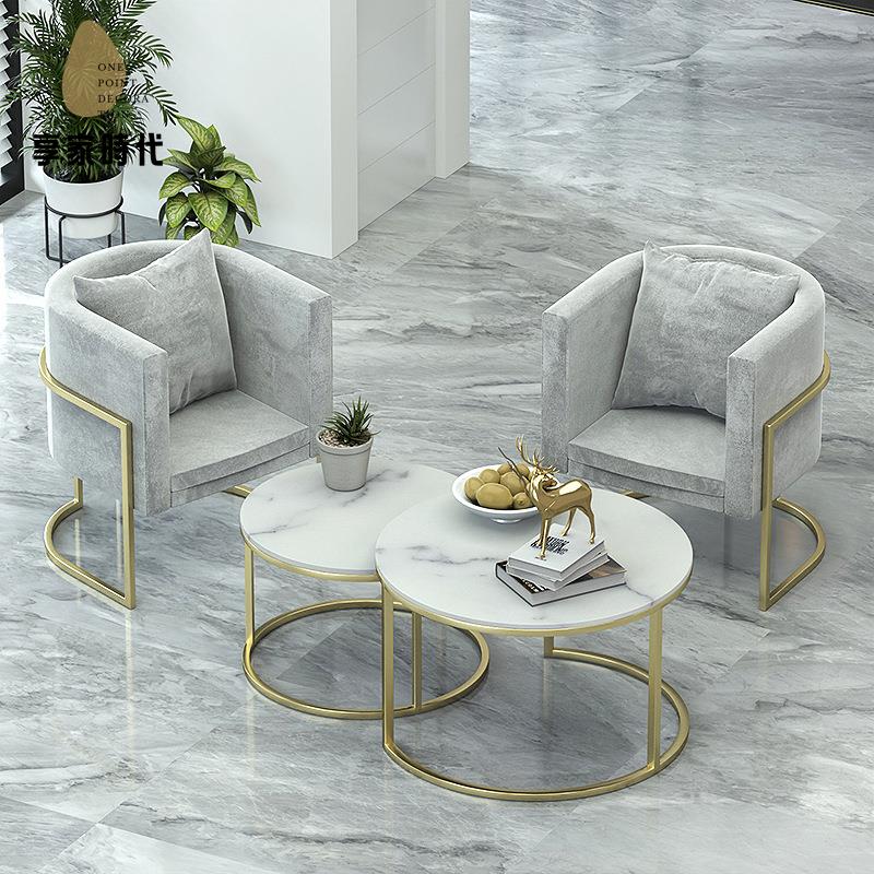 北歐 小戶型 沙發茶幾組合網紅美容院會客服裝店工作室輕奢 鐵藝沙發
