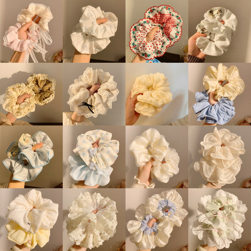 【台灣現貨】時尚配件 髮飾 髮夾 鯊魚夾 大嘴夾 邊夾  法式復古大腸髮圈女高階感緞面韓系皮筋發繩森系頭繩髮飾大號頭飾 0