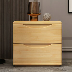 全實木床頭柜櫸木簡約現代小型日式純原木色落地臥室床邊收納矮柜