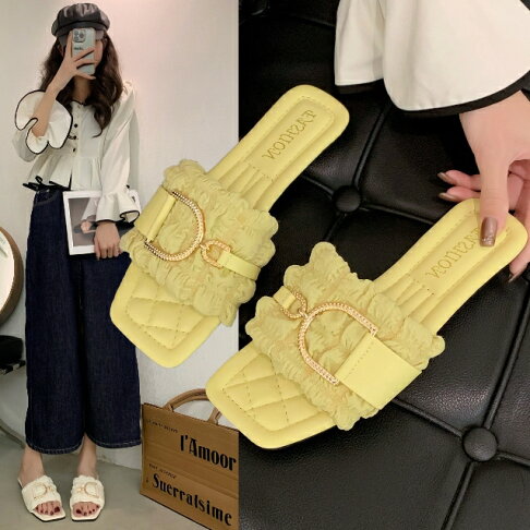 35-43 女鞋 加大尺碼拖鞋 平底涼鞋 平底拖鞋 平底鞋 小香風 大碼拖鞋 櫻桃嚴選 0