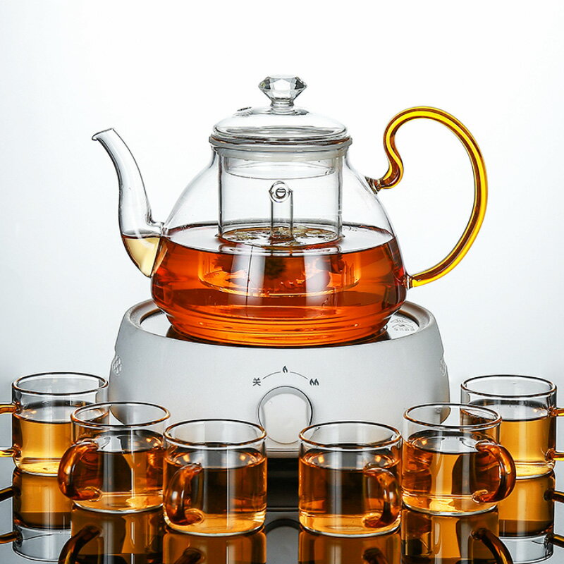 花茶壺玻璃泡水果茶杯套裝家用花茶杯煮茶器耐高溫加熱下午茶茶具