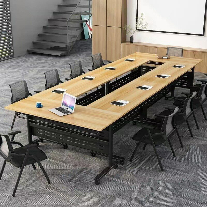 APP下單享點數9% 辦公桌子可移動活動拼接長條桌雙人可折疊培訓桌折疊會議桌椅組合