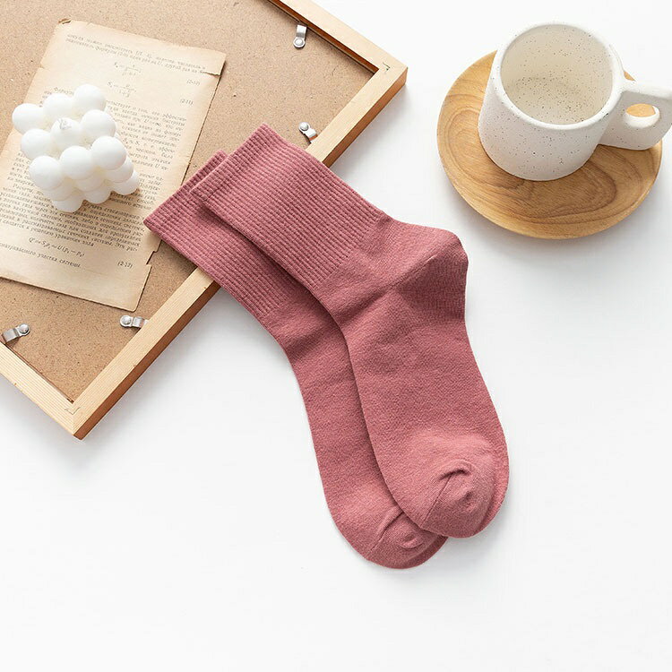 現貨! 秋冬日系中筒襪 純色休閒襪 長筒襪 7