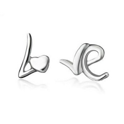 925純銀耳環 耳針式耳飾-LOVE字母時尚母親節生日情人節禮物女飾品73ac84【獨家進口】【米蘭精品】