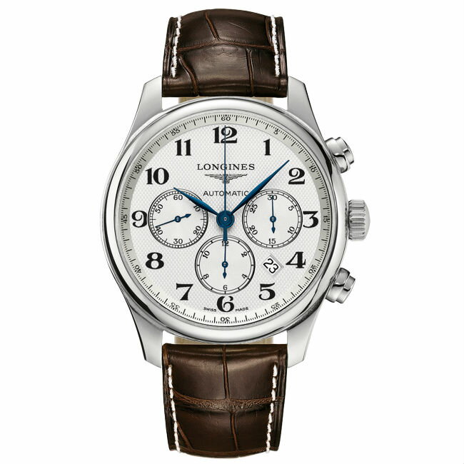 LONGINES 浪琴表 L28594783 巨擘經典多功能計時腕錶/白網紋面44mm