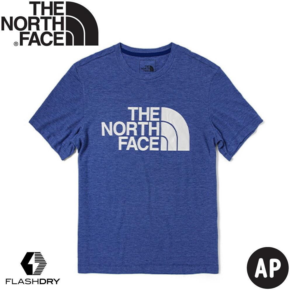 【The North Face 男 排汗透氣LOGO短袖上衣 AP《藍色》】4UAL/排汗衣/短T/T恤