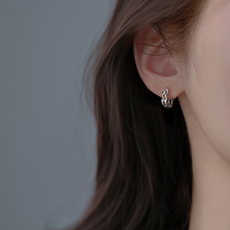 925純銀莫比烏斯耳扣女2022年新款潮雙層耳環小眾設計感耳釘耳飾