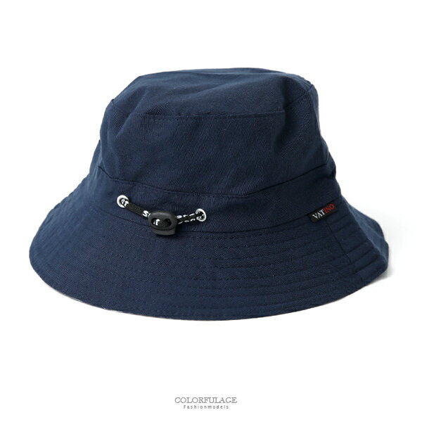 漁夫帽 休閒伸縮拉繩扣深藍漁夫帽【NHD7】柒彩年代