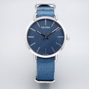 Calvin Klein 歐亞休閒風主義帆布優質時尚腕錶-灰藍-K7B211WL｜樂天信用卡滿5千回饋10%點數★