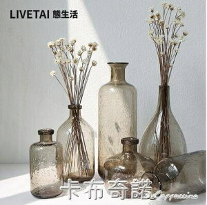 北歐花器透明氣泡玻璃花瓶現代簡約家居擺件拍攝道具 全館免運