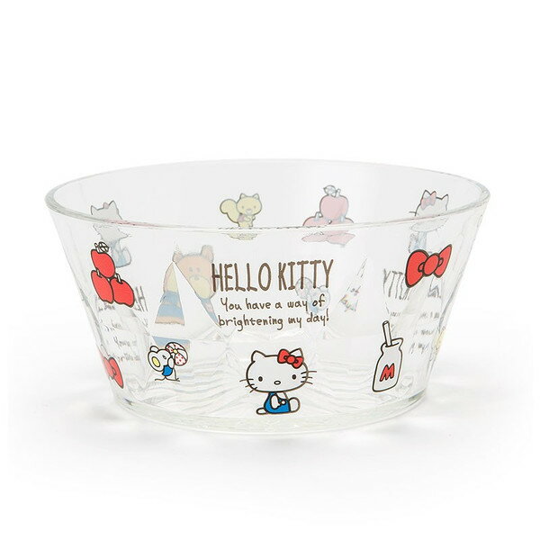 大賀屋 Hello Kitty 透明碗 白色 滿版 水晶碗 碗 三麗鷗 凱蒂貓 KT 日貨 正版授權 J00011912