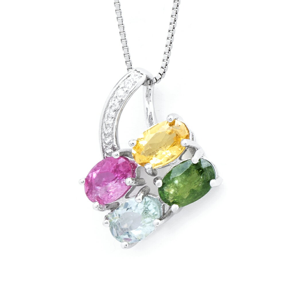 【正佳珠寶】彩碧璽 糖果碧璽 2.4ct 橢圓形吊墜 彩碧璽吊墜 方晶鋯石微鑲銀台 1