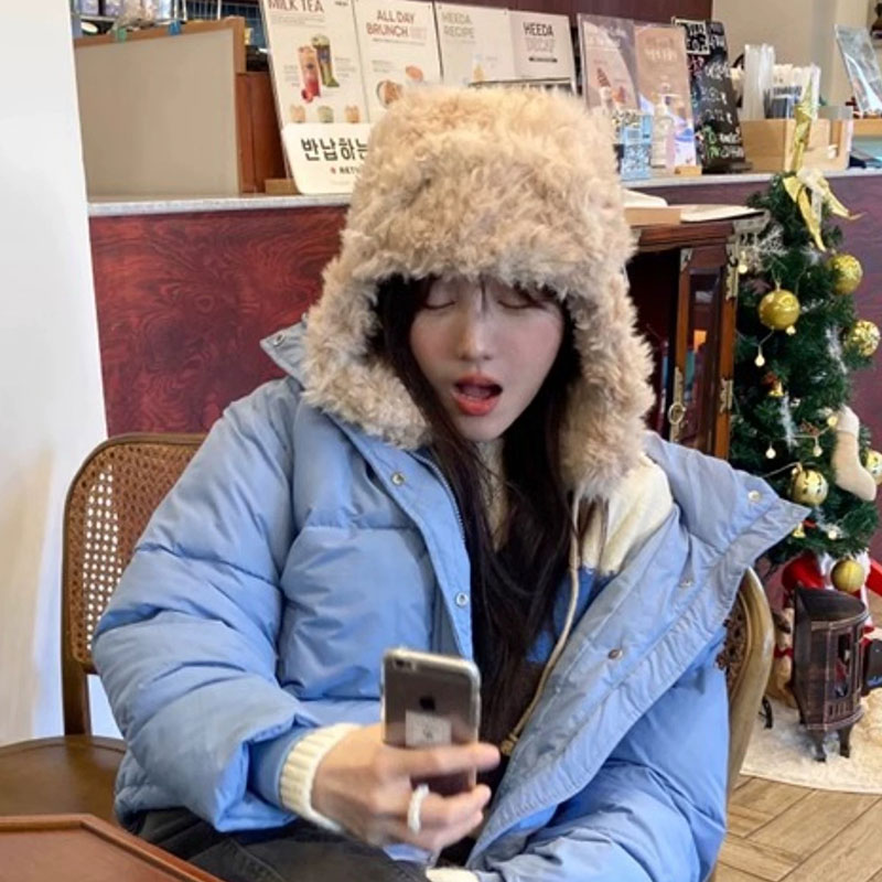 ANNAS 正韓羊羔絨拉繩雷鋒帽 韓國毛毛雷鋒帽 飛行帽 毛毛遮耳帽 韓國網紅 白色毛絨耳罩帽子 巴拉克拉法帽 保暖小臉 7