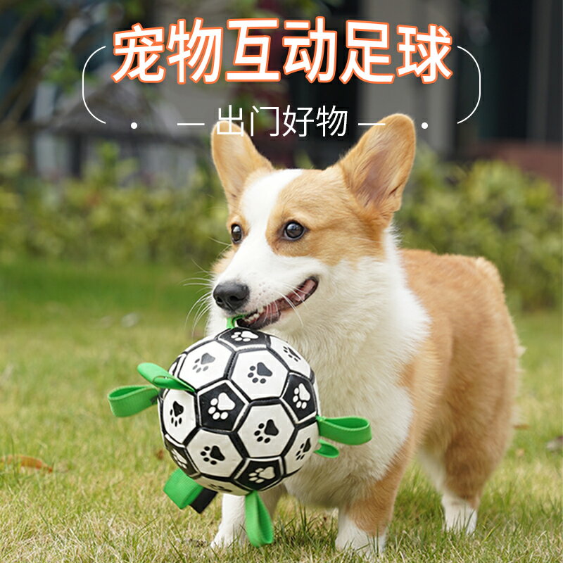 狗狗玩具球足球耐咬解悶磨牙互動拔河大型犬柯基小狗幼犬寵物用品